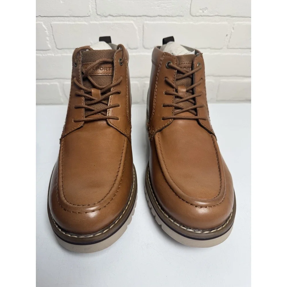 Rockport Shoes Mens Size 9 Brown Leather Chukka Boots TruTech Comfort Casual New
